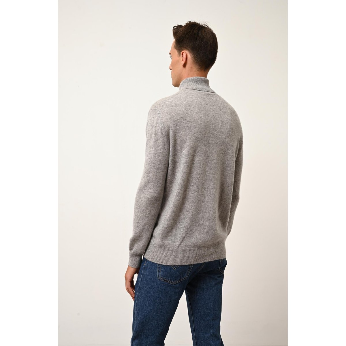 Pull Col Roulé Nuage Chiné Connor gris chiné, JUST CASHMERE