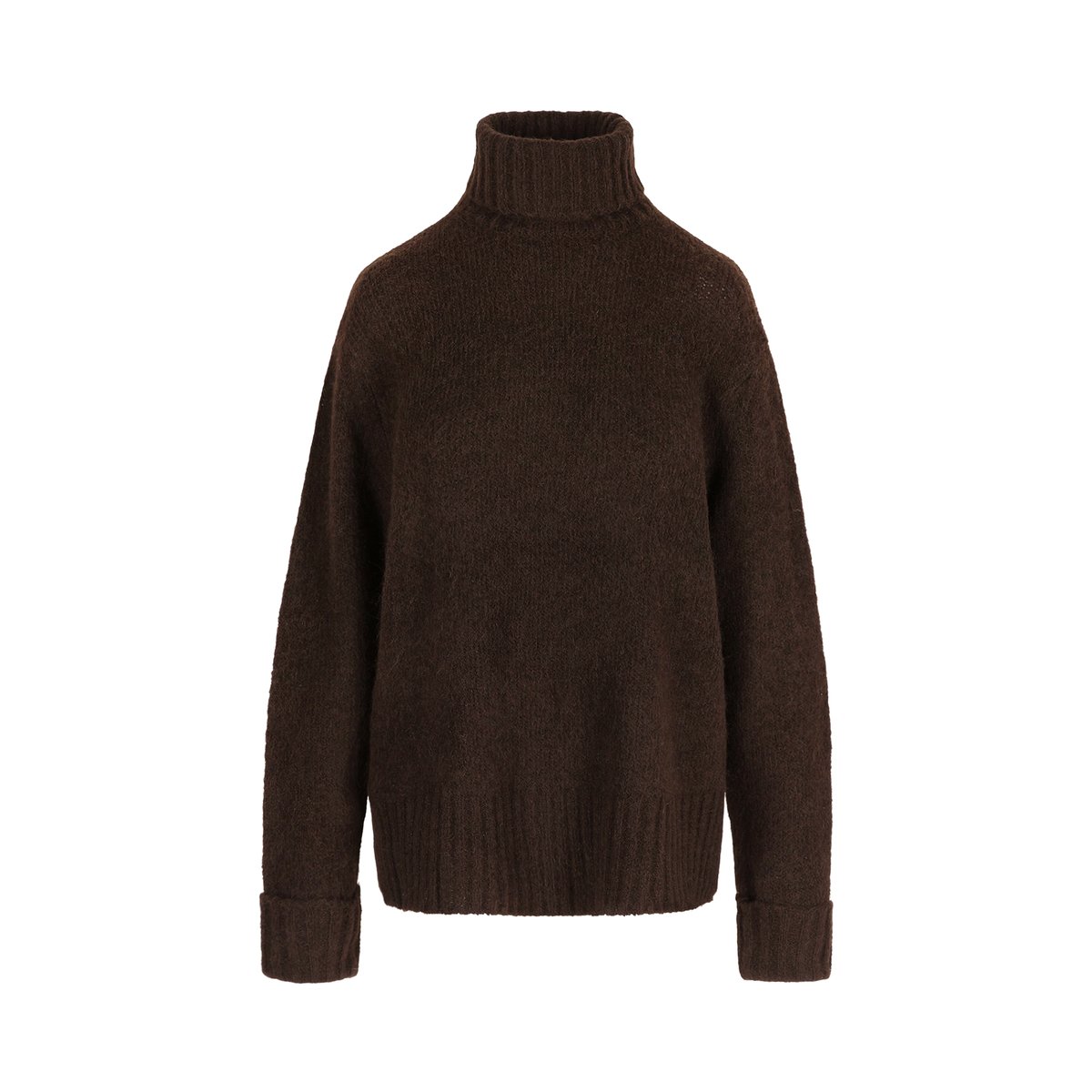 Pull col montant oversize brun fonce chocolate, LOLALIZA