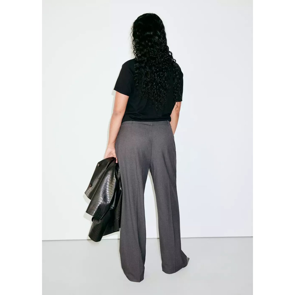 Pantalon de tailleur droit gris, MANGO