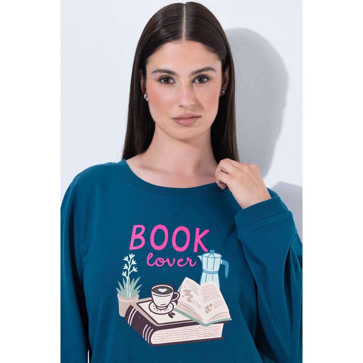 Sweat-shirt collection Loungewear pétrole foncé, ULLA POPKEN