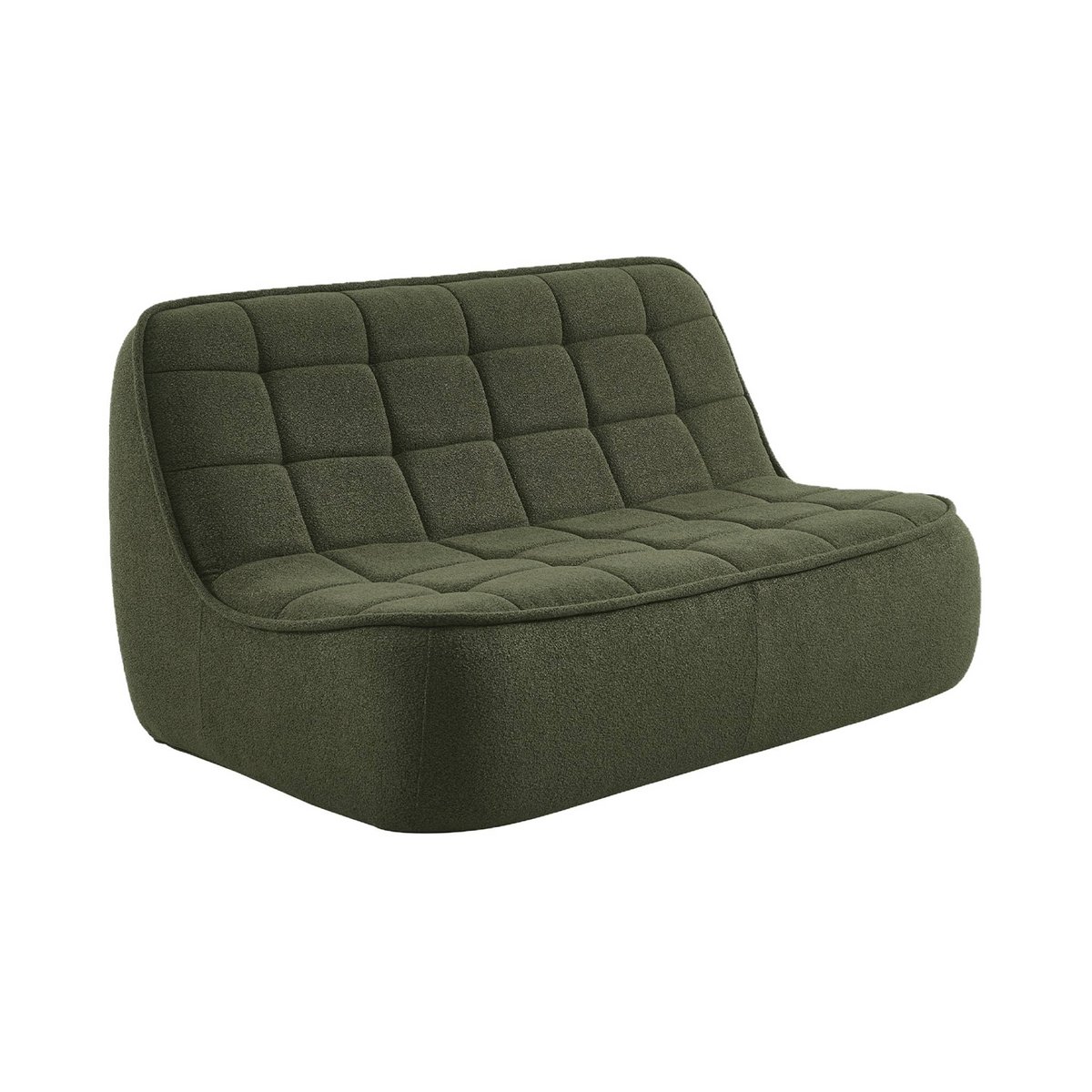 Canapé compressé modulable bouclette texturée 3 places avec repose pied BONI kaki, SWEEEK