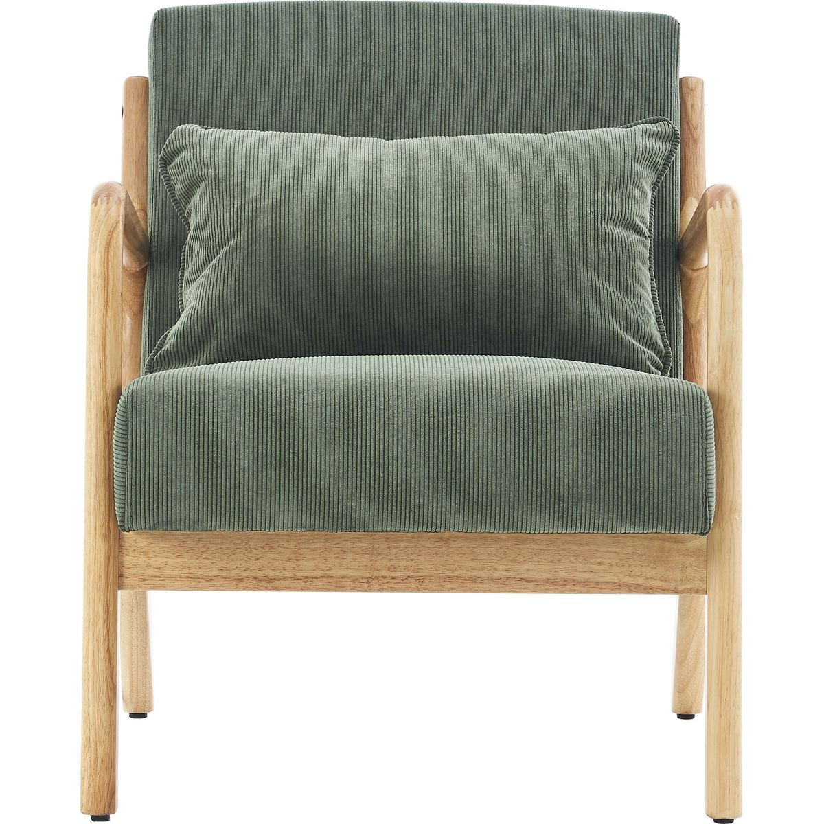 Fauteuil en bois et velours côtelé - LANNA vert, HOMIFAB