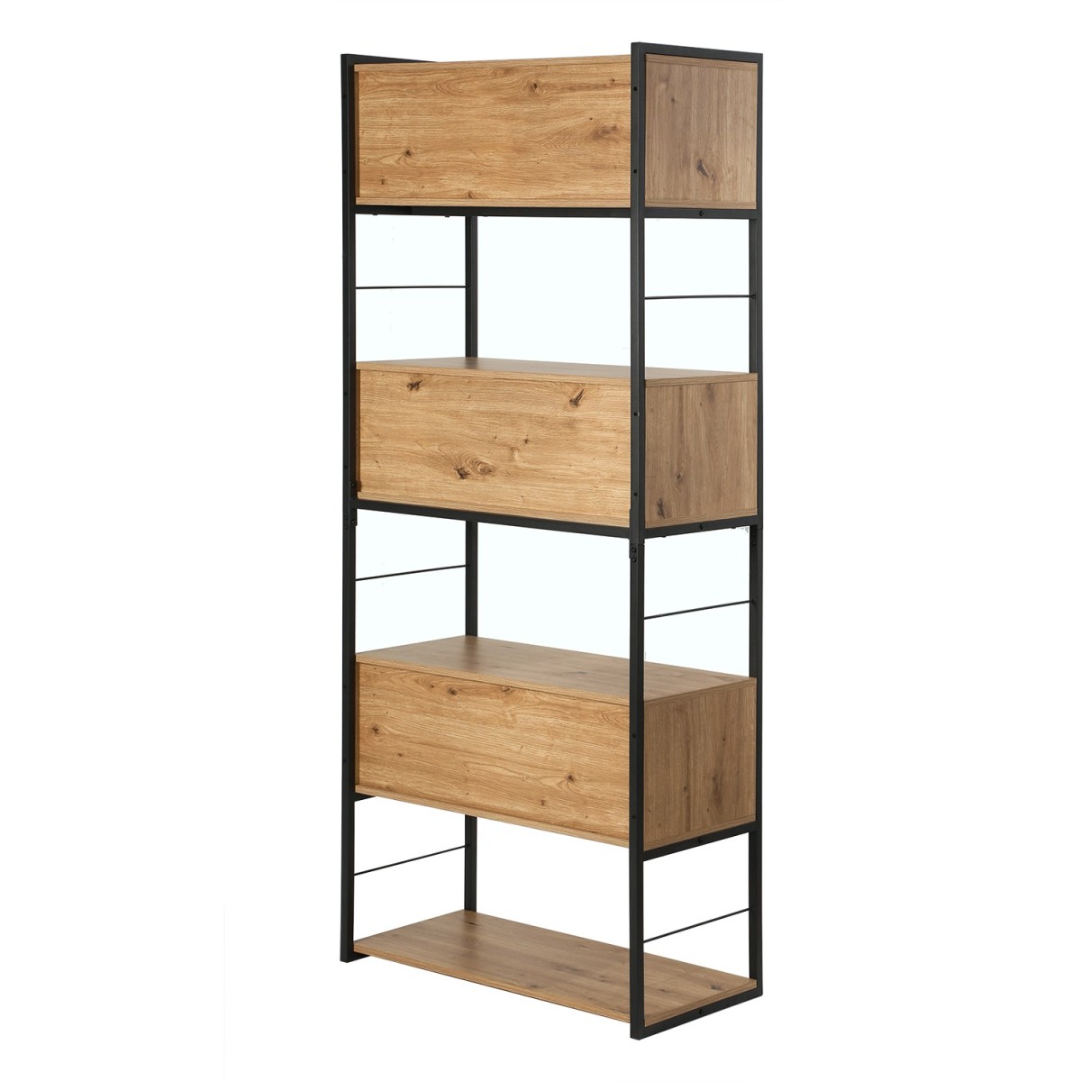 Etagère 3 portes coulissantes LENNY bois clair, CALICOSY