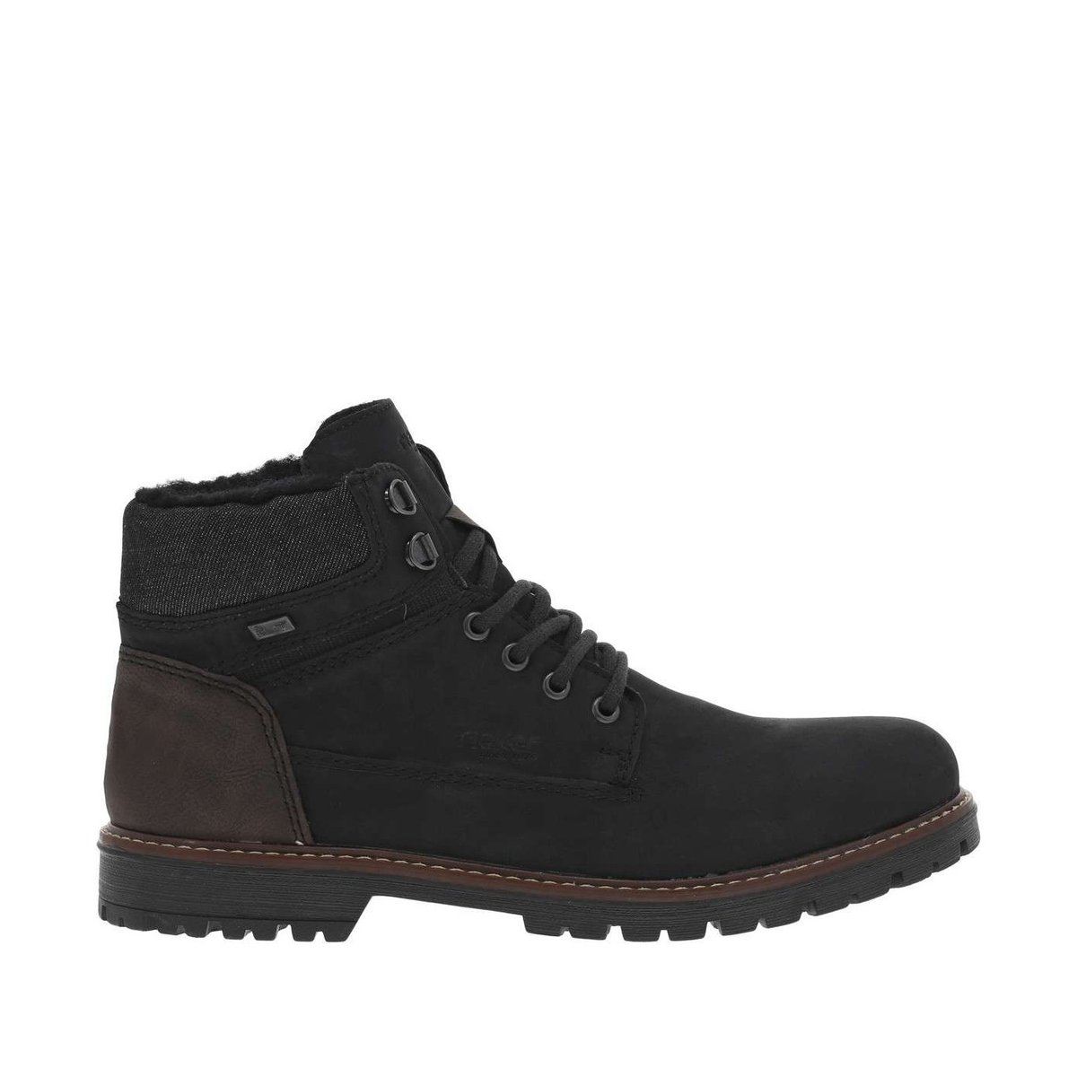 Bottines à talon plat avec un zip et des lacets ronds noires, RIEKER