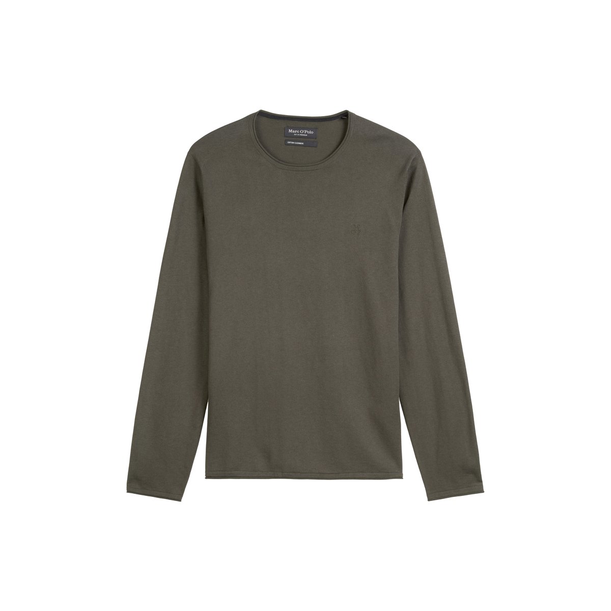 Pull-over regular en mélange de coton et de cachemire bio vert foncé, MARC O'POLO
