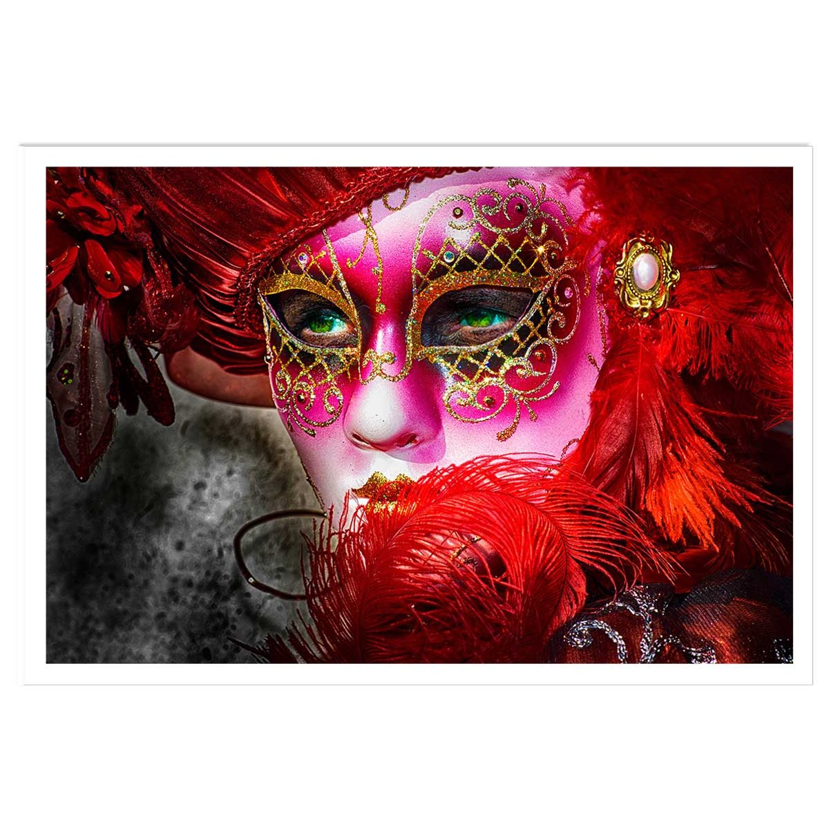 Affiche deco Masque vénitien aux yeux verts affiche seule, HEXOA