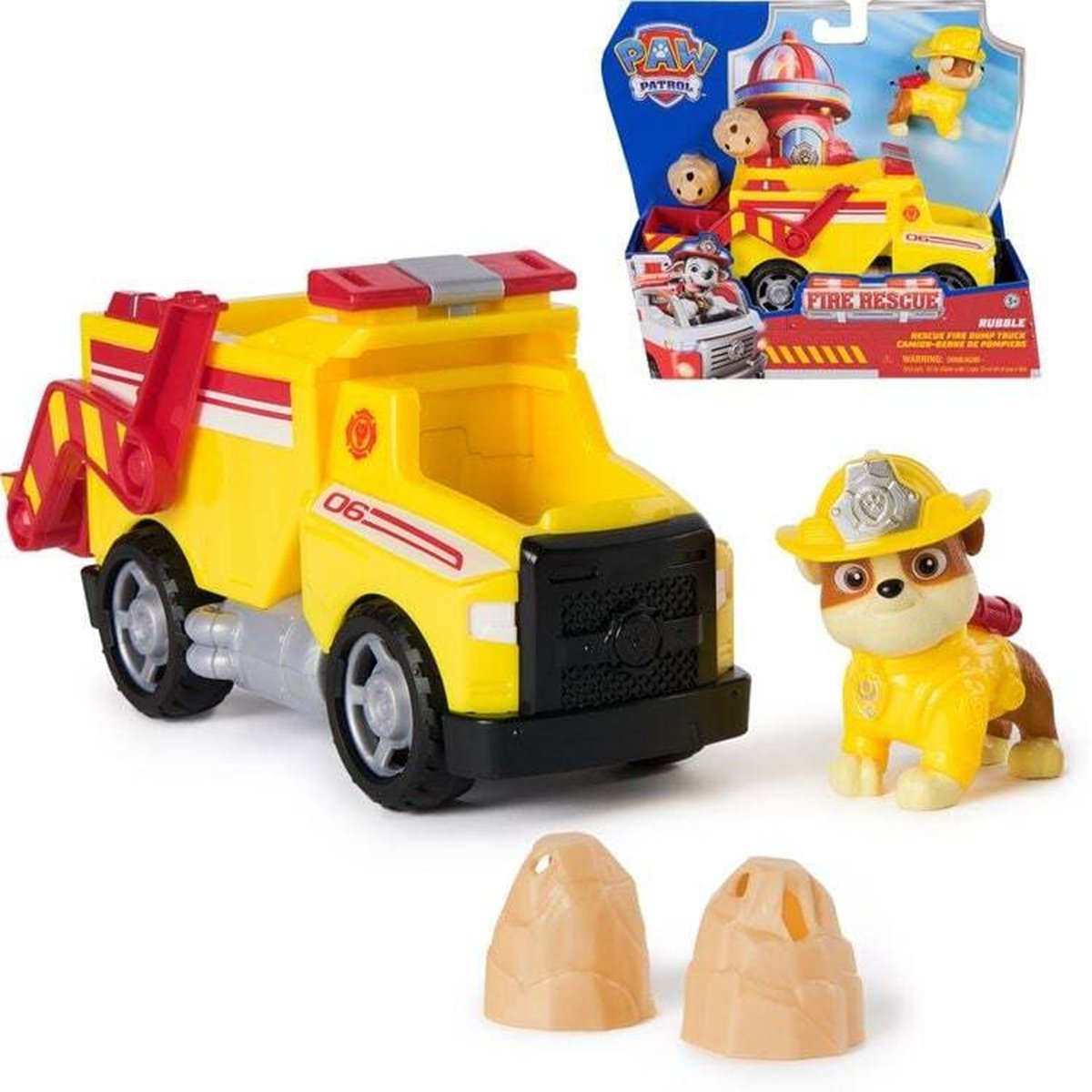 Spin Master Paw Patrol Fire Rescue - Rubble avec camion de sauvetage jaune, SPIN MASTER