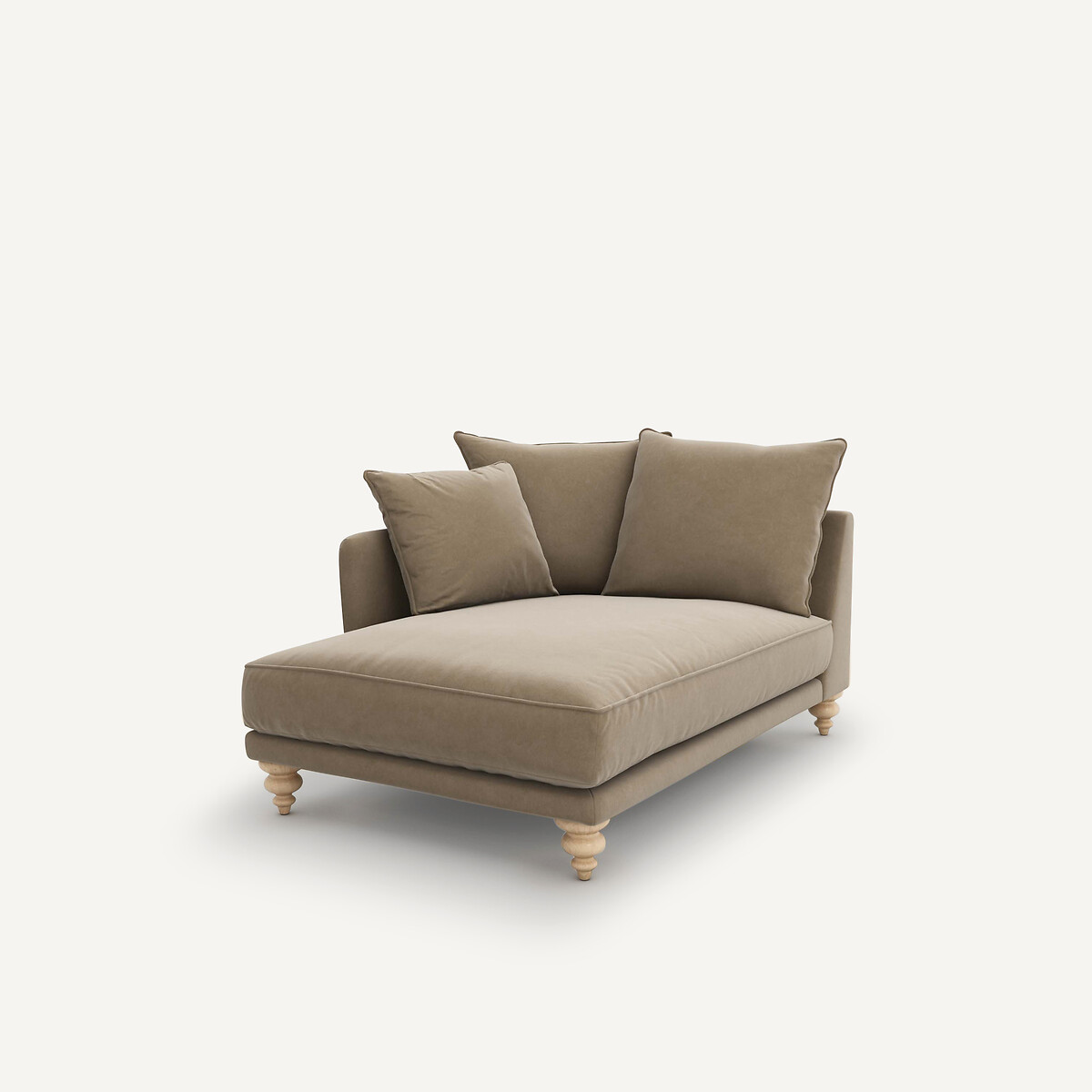 Chaise longue, em veludo, Lazare bege escuro, AM.PM