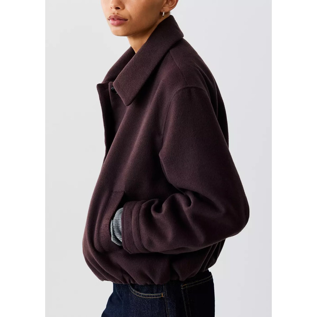 Manteau court col chemise grenat, MANGO TEEN