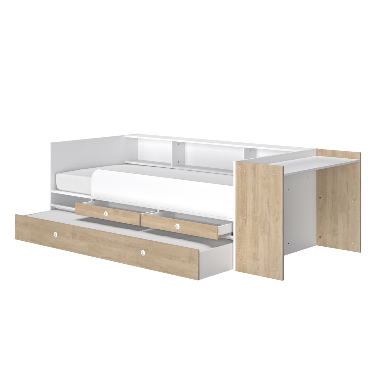 Lit évolutif avec rangements EWEN beige, GAMI