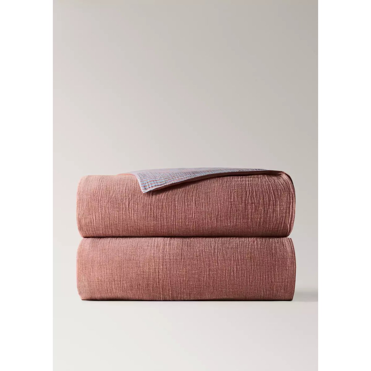 Housse de couette coton mousseline à rayures réversible lit 180/200 cm rose géranium, MANGO HOME