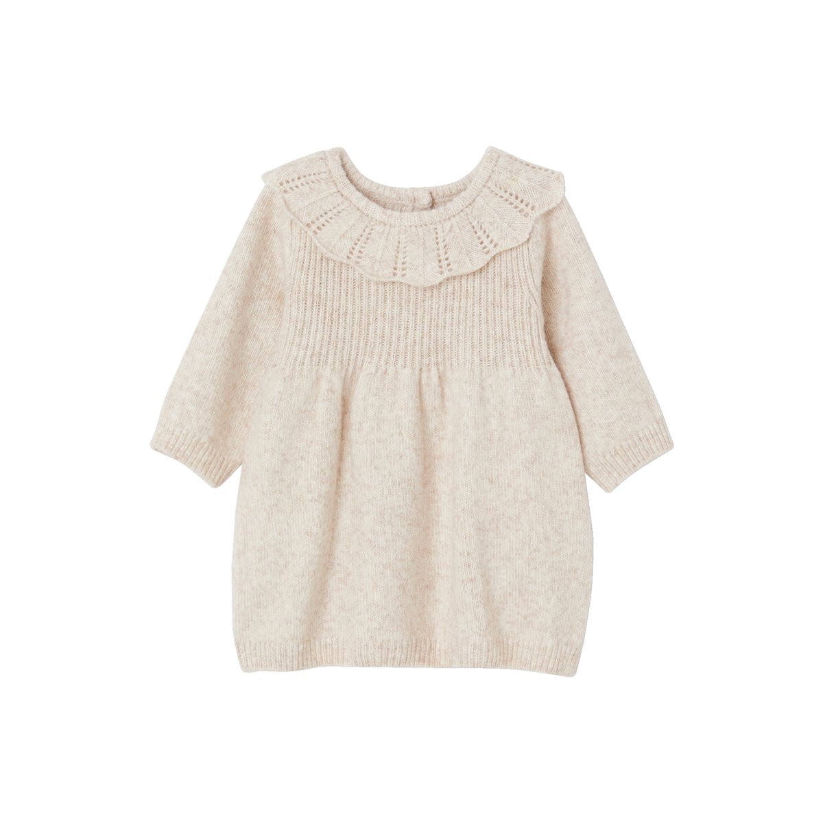 Robe à collerette en tricot bébé beige chiné, VERTBAUDET