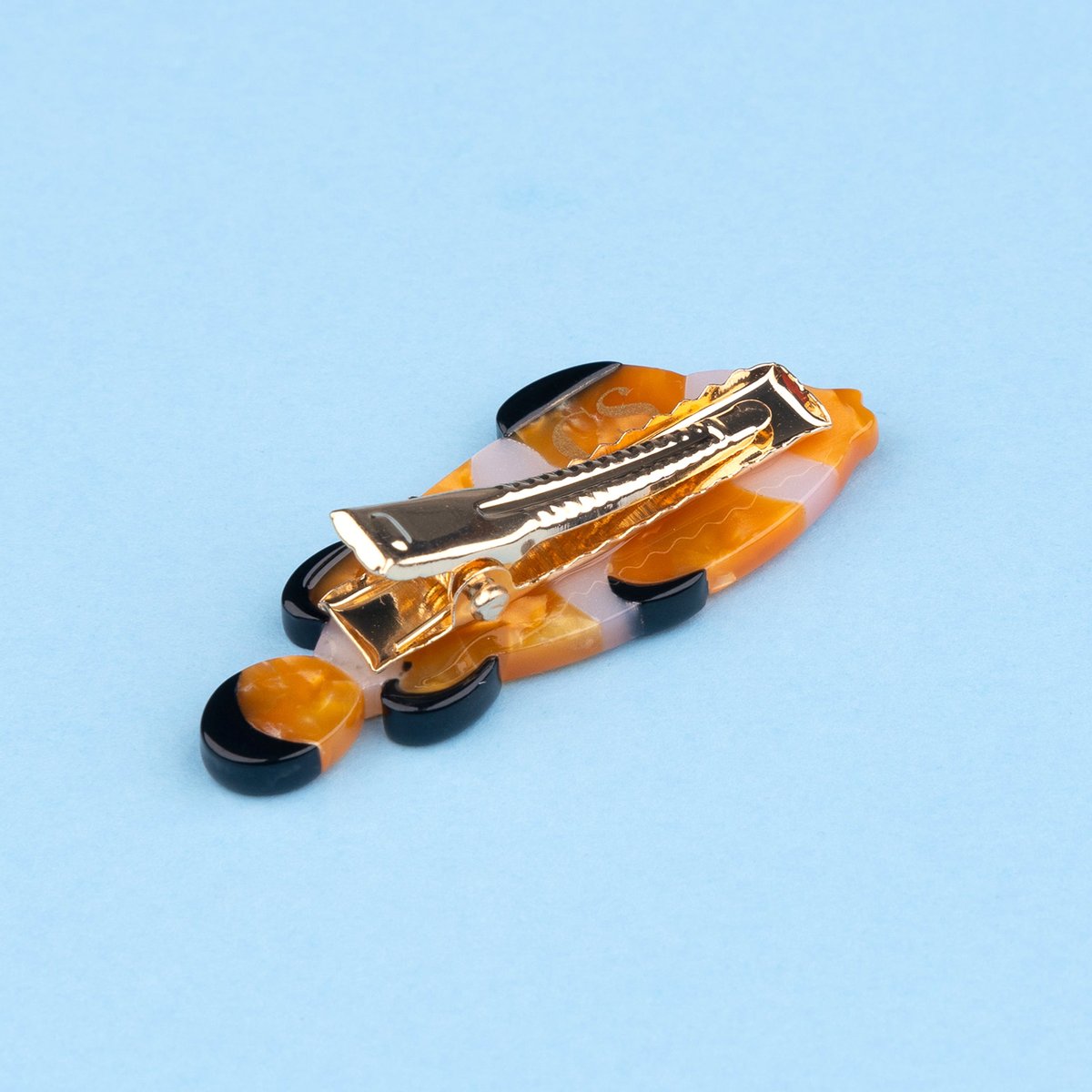 Barrette POISSON CLOWN rayé orange, blanc et noir, COUCOU SUZETTE