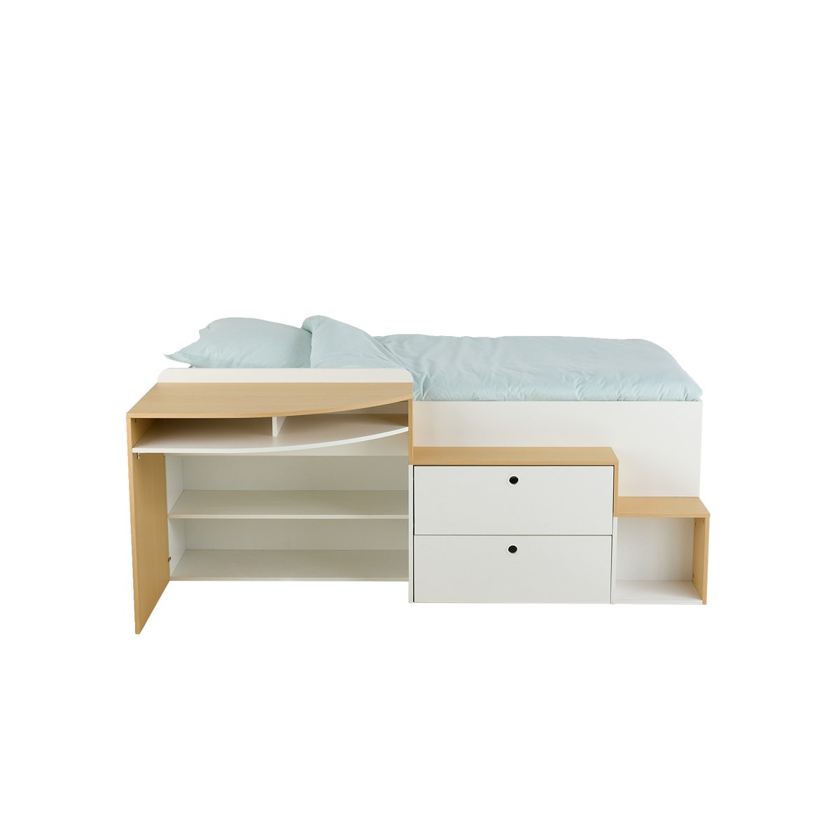 Lit enfant 90x190cm combiné avec bureau et rangement TEEN blanc, VERTBAUDET