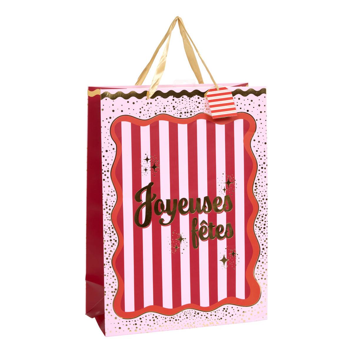 Sac cadeau de Noël motif chien grand modèle rose, FEERIC LIGHTS & CHRISTMAS