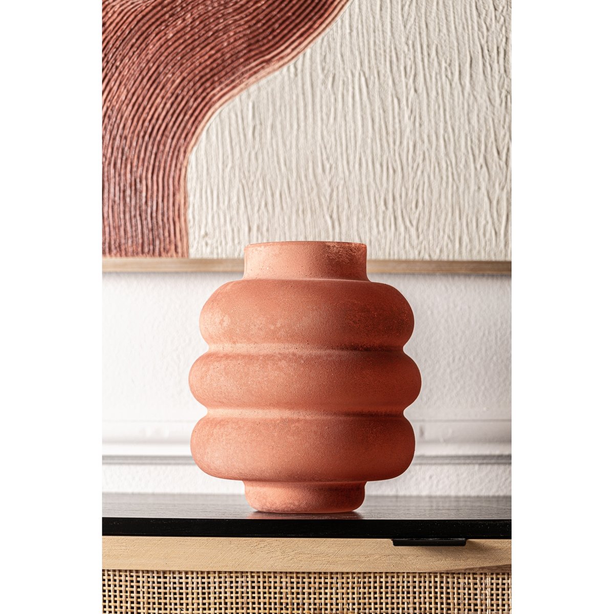 Vase en verre style shabby chic, VACIO orange ambrée tendance shabby chic, RECOLLECTION