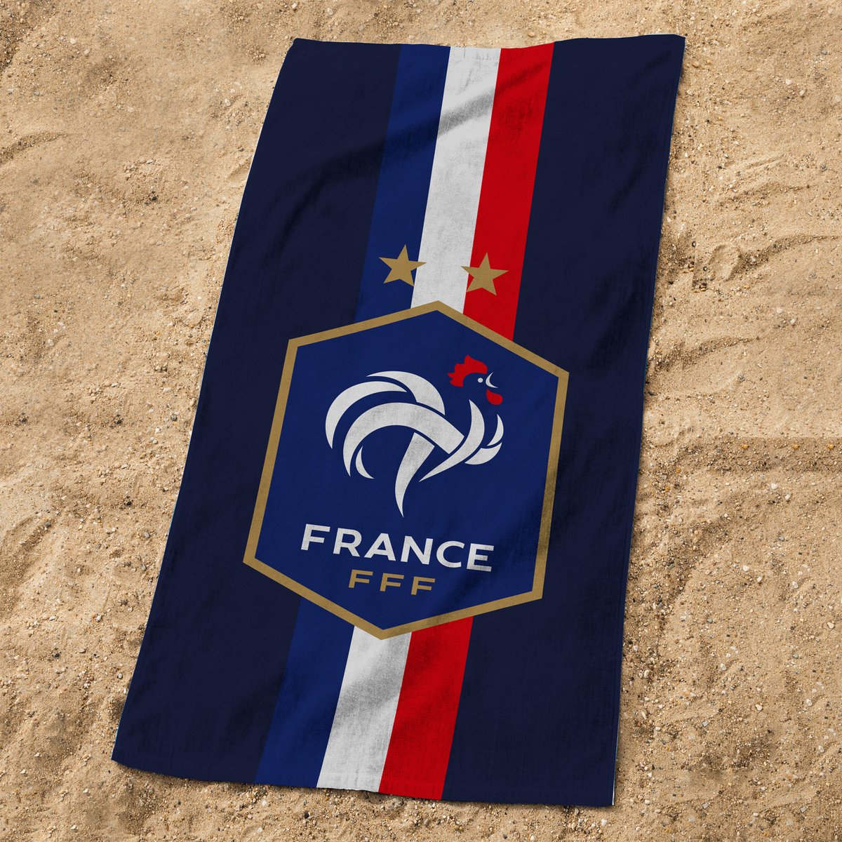 Serviette de bain et de plage imprimée 100% coton, Équipe de France de Football VICTOIRE bleu, FFF