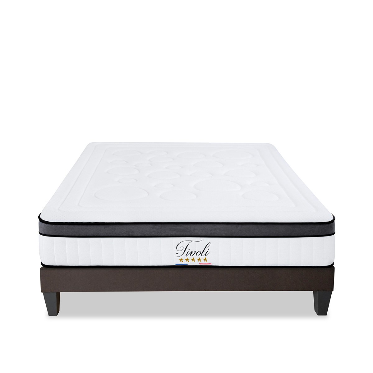 Ensemble Tivoli 180x200 cm Matelas Mousse + Sommier Bois blanc, BELLECOUR