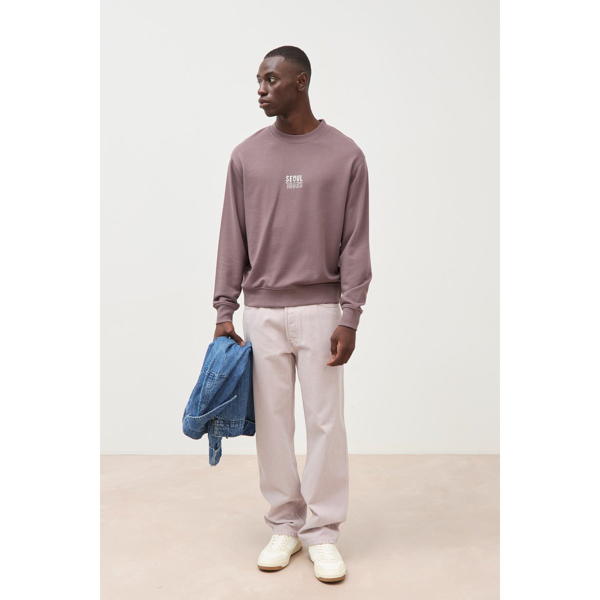 Sweat col rond manches longues mauve, BONOBO
