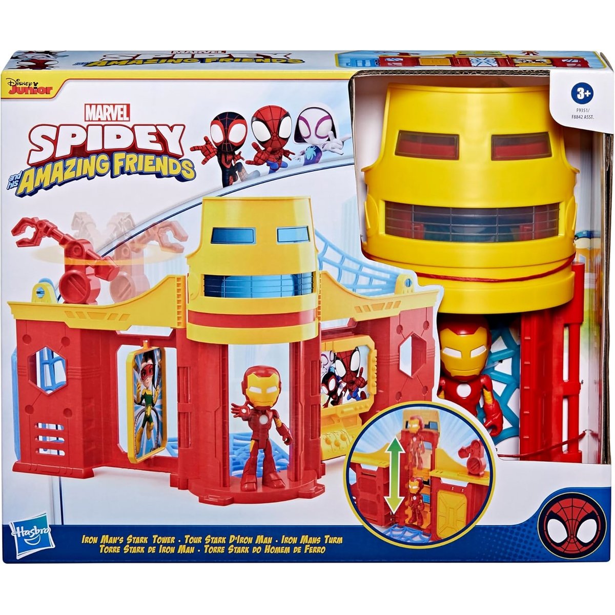Marvel Spidey et ses amis extraordinaires, Coffret Tour Stark avec figurine Iron Man rouge, HASBRO