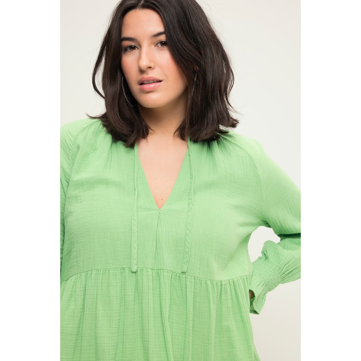 Robe mini en mousseline coupe trapèze menthe légère, STUDIO UNTOLD
