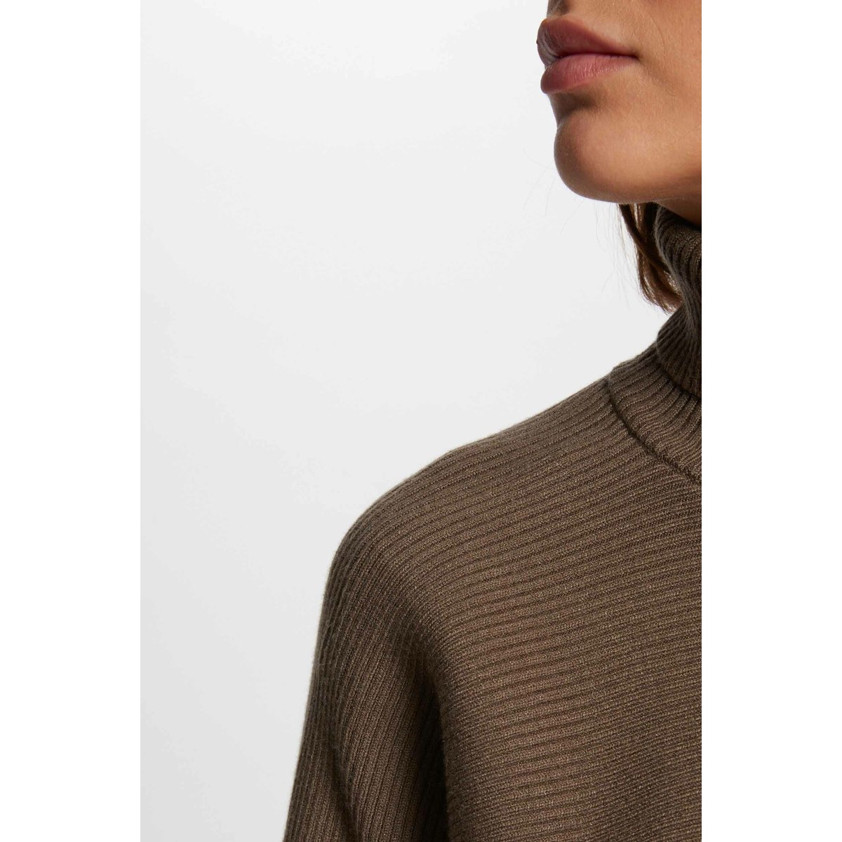 Pull manches longues effet croisé vert kaki, MORGAN