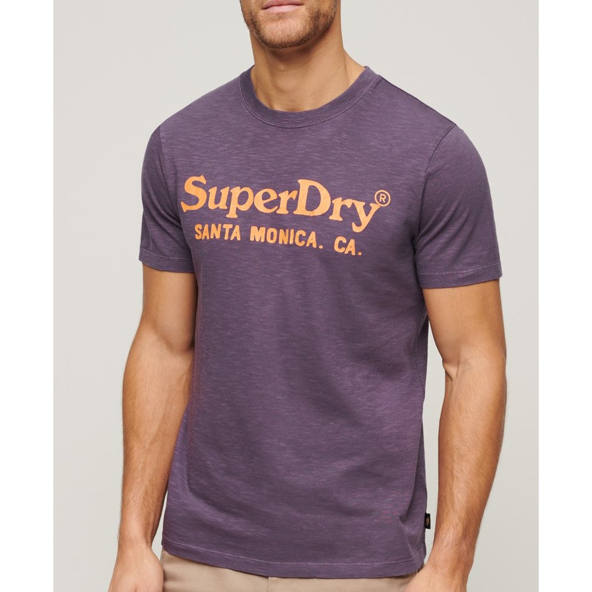 T-shirt classique à logo Venue violet suie flammé, SUPERDRY