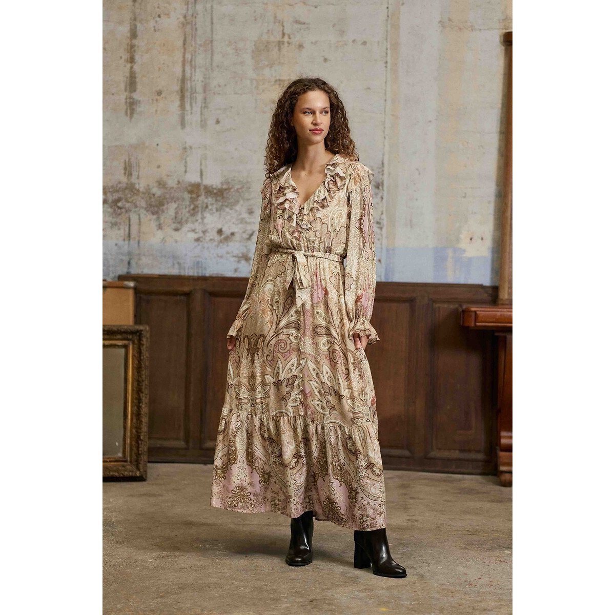 Maxi-jurk met paisleyprint en ruches, REG bedrukt, LA PETITE ETOILE