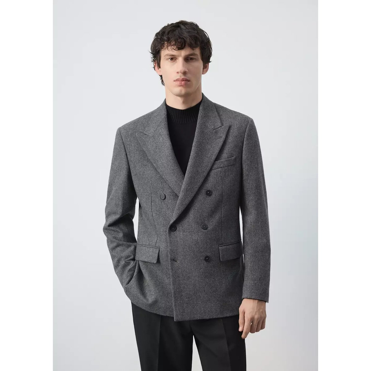 Veste de costume croisée slim fit gris, MANGO MAN