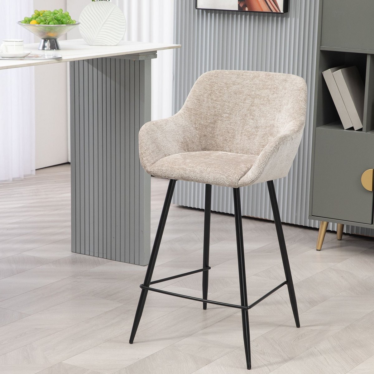 Chaise snack tissu chenille taupe, ZAGO
