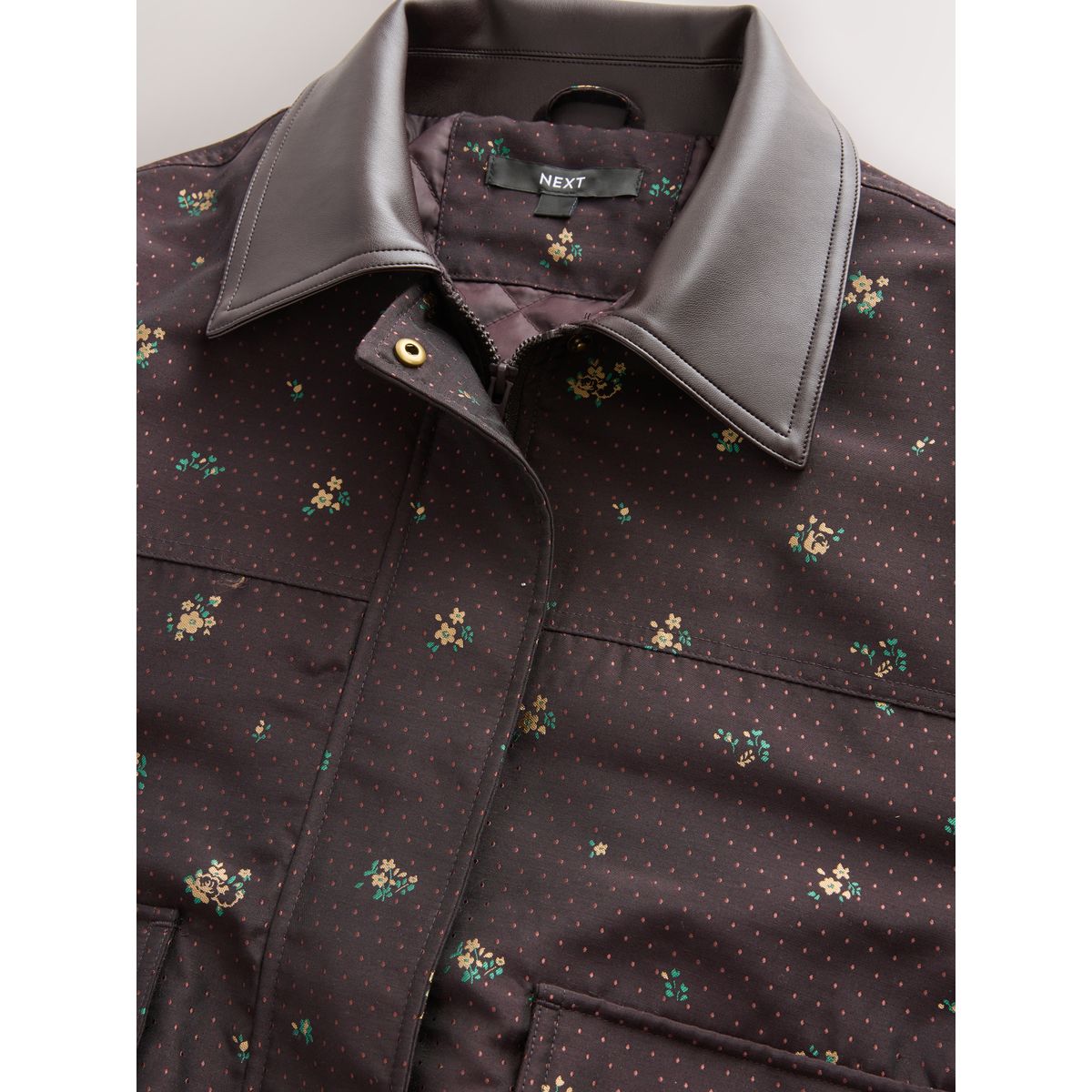Blouson aviateur à petites fleurs marron chocolat, NEXT