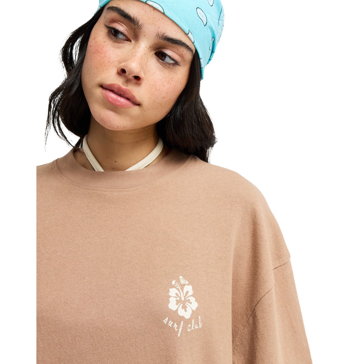 T-Shirt, manches courtes, col rond, Floral. marron brownie, ROXY