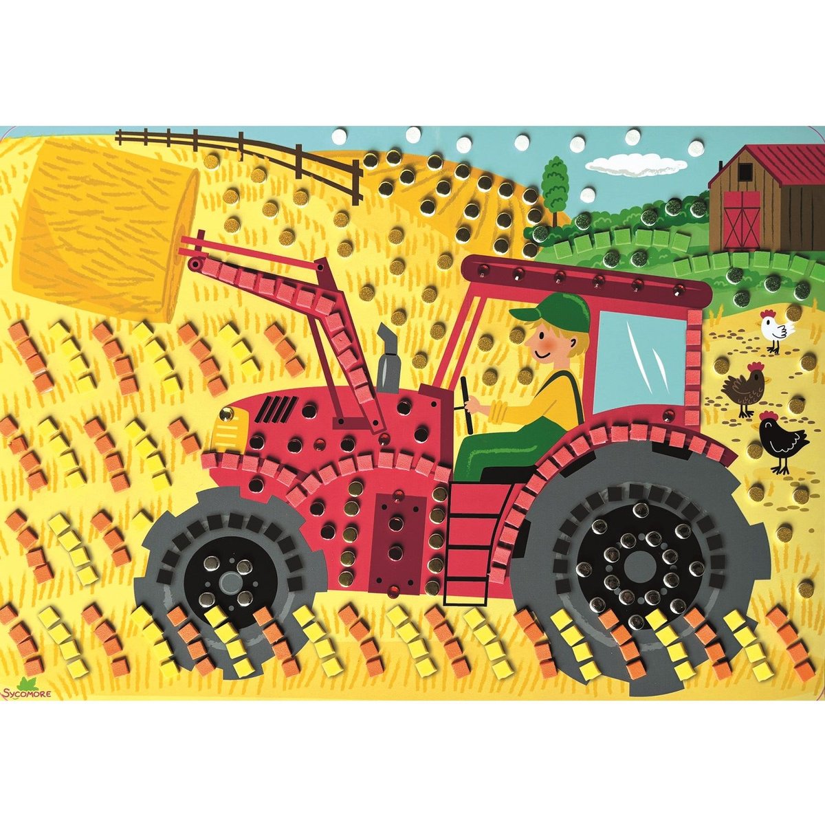 5 Maxi mosaïques La vie à la ferme vert, SYCOMORE