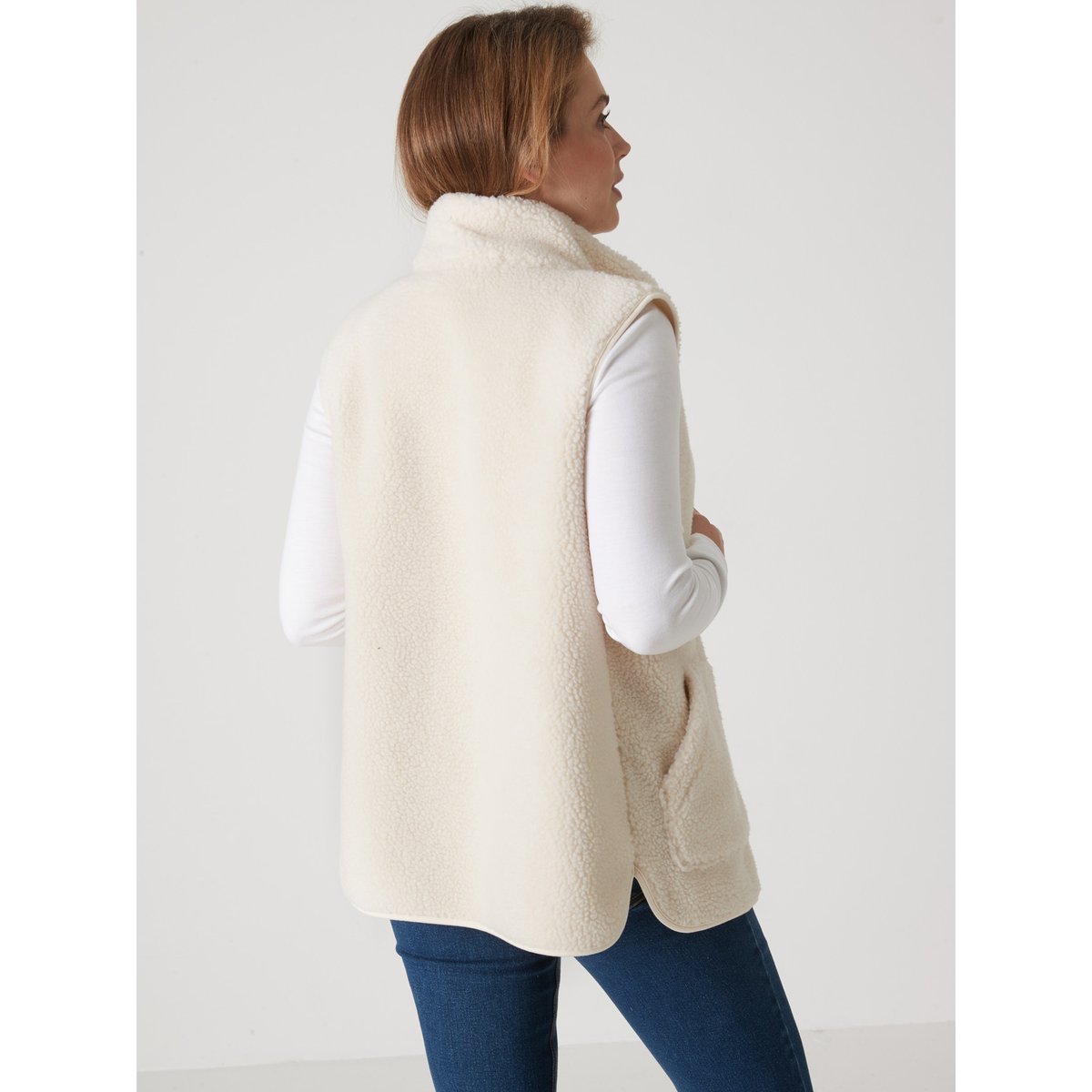 Blouson sans manches moutonnée détente ecru, DAXON