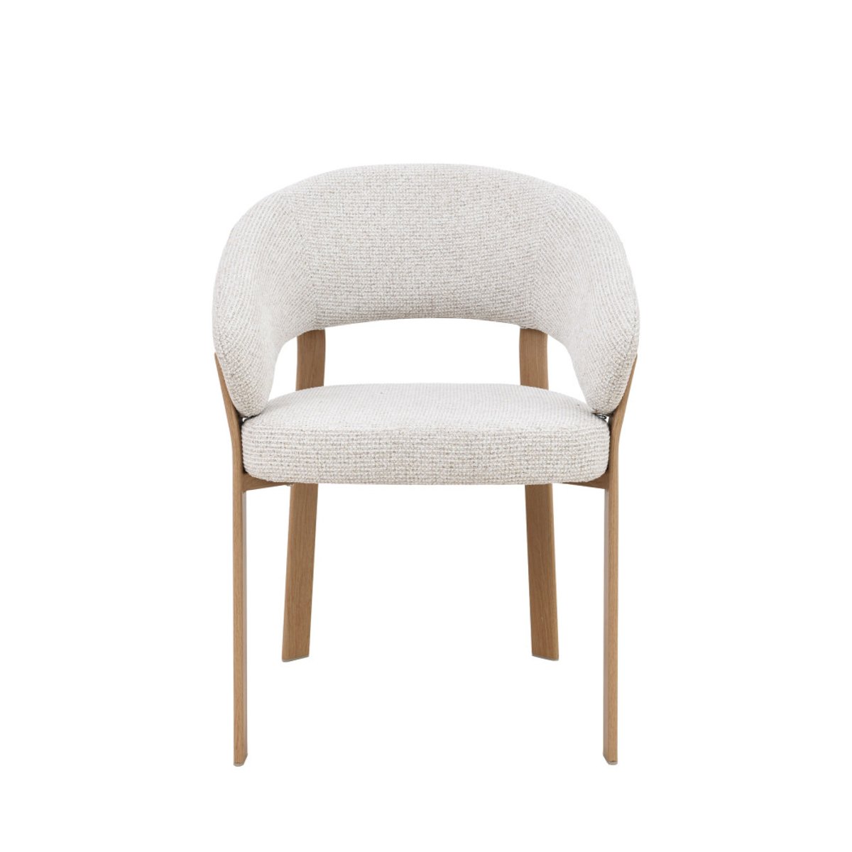 Lot de 2 fauteuils de table en tissu piètement effet bois clair- EMBO beige chiné, DRAWER