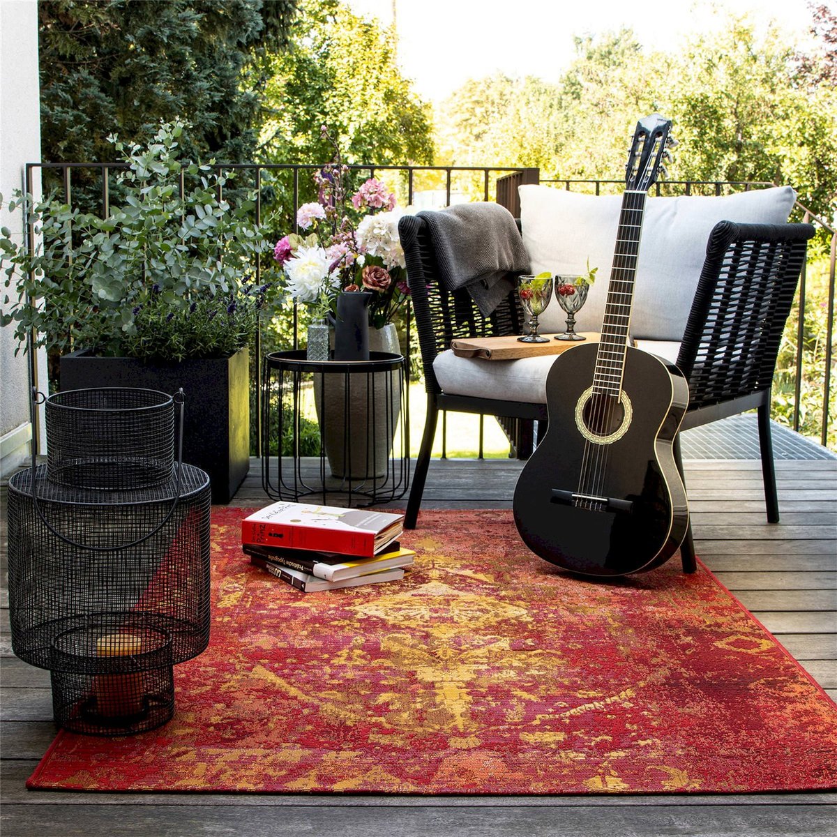 Tapis jacquard rectangulaire, Goliath rouge bordeaux avec touches dorées, ARTE ESPINA