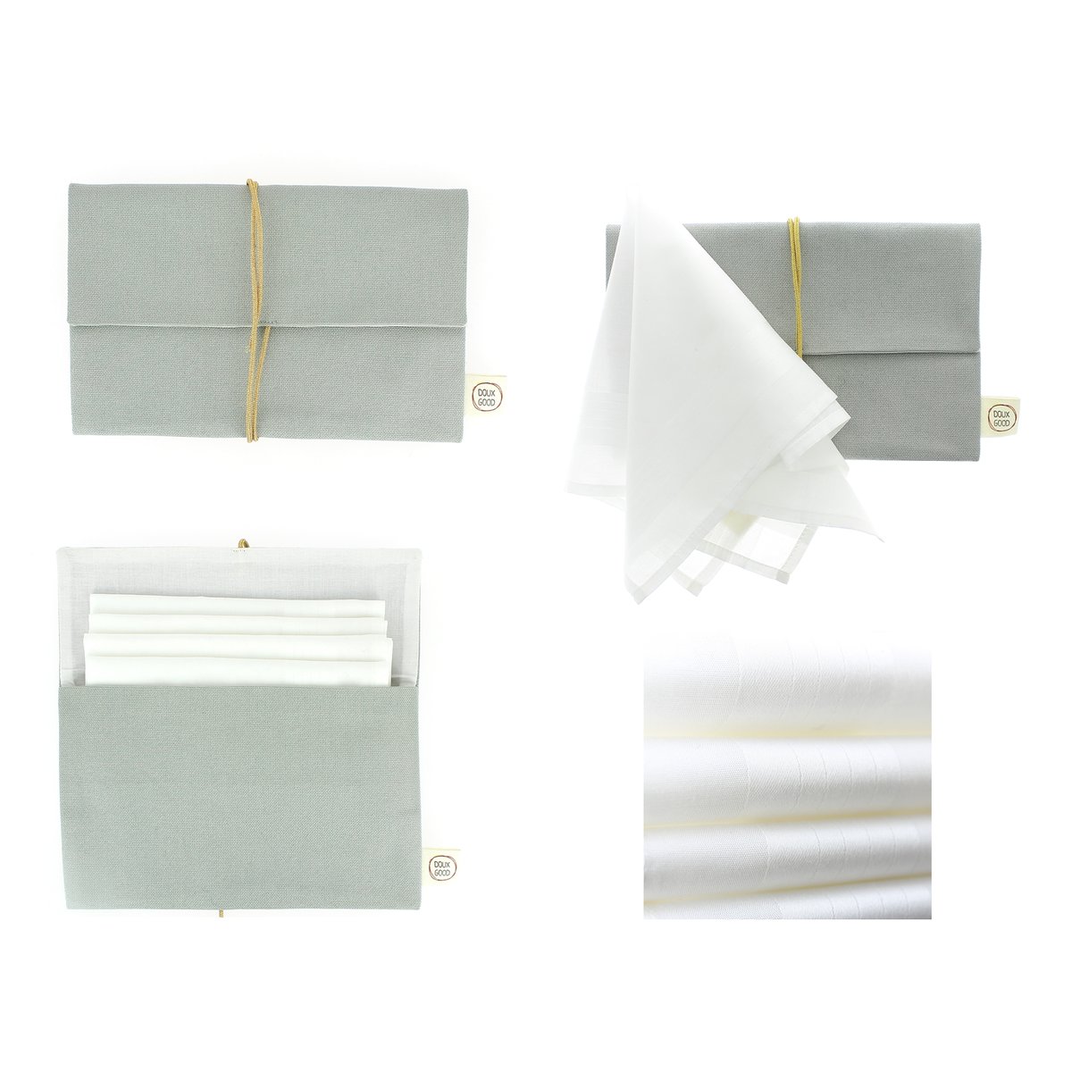 Pochette De 4 Mouchoirs Bio Collection couleur unique, DOUX GOOD