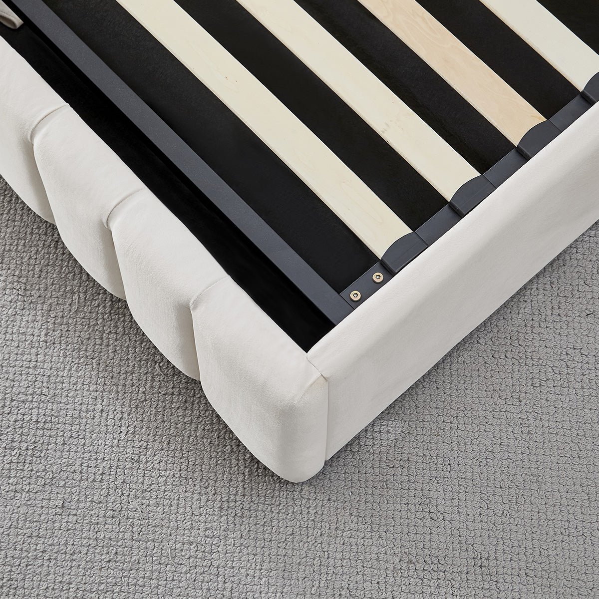 Lit Coffre Velours Beige TROCADÉRO beige, BELLECOUR