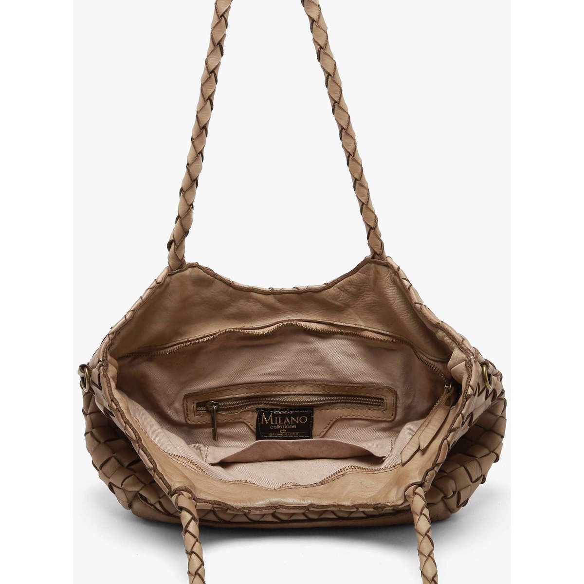 sac porté épaule Dewashed cuir taupe, MILANO