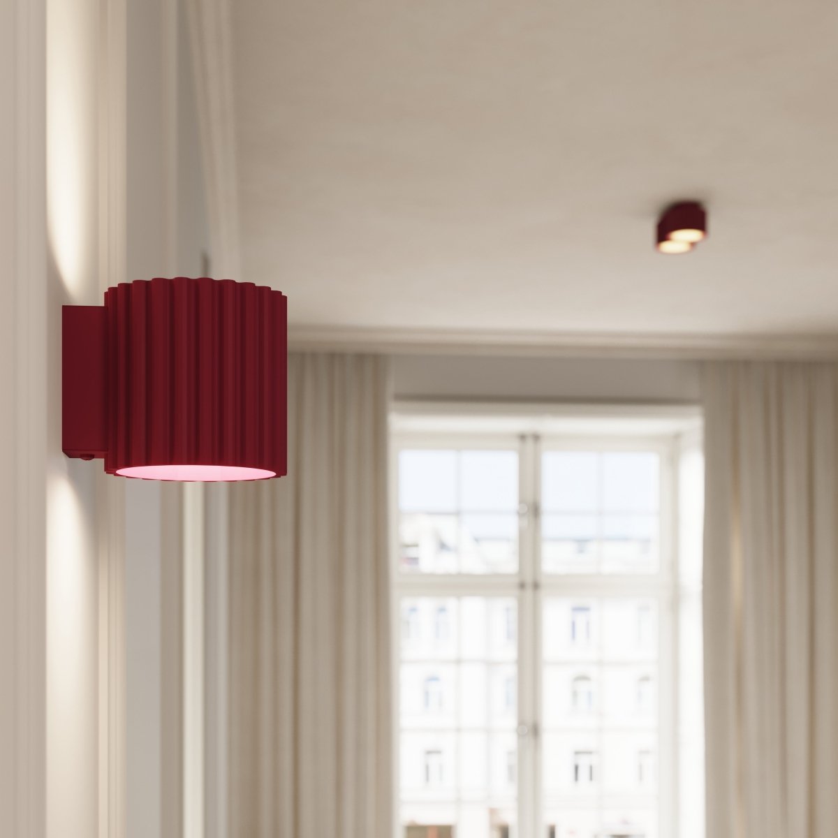 Plafonnier Aluminium Bourgogne Gx53 2 Aura rouge, EDEN