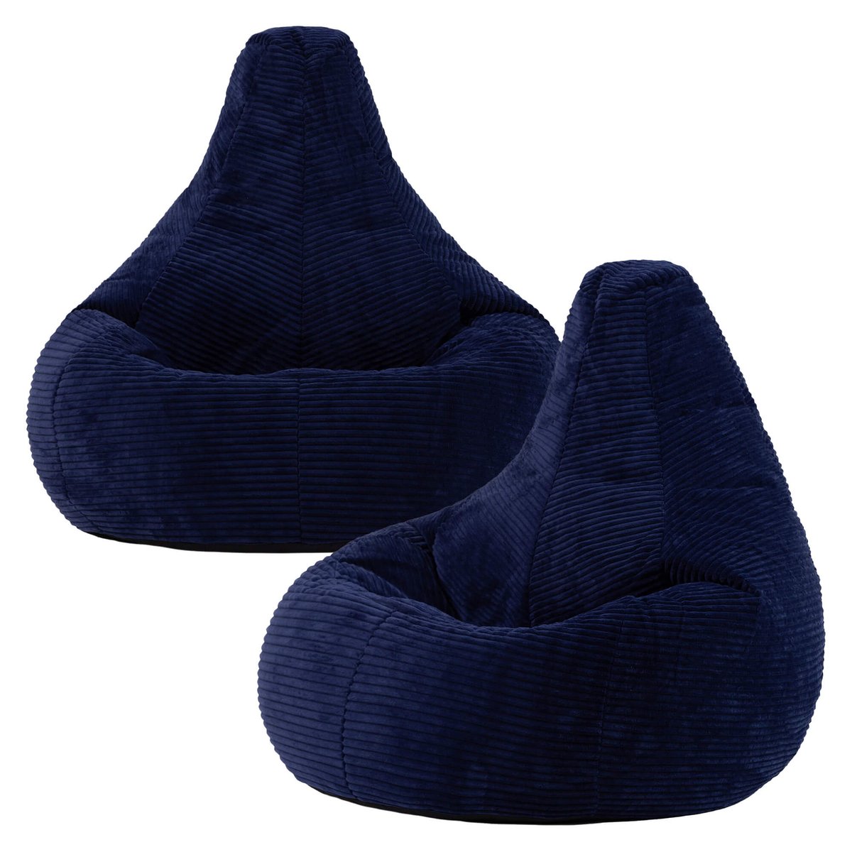 Lot de 2 poufs haut velours côtelé Oeko-Tex® - DALTON bleu marine, ICON
