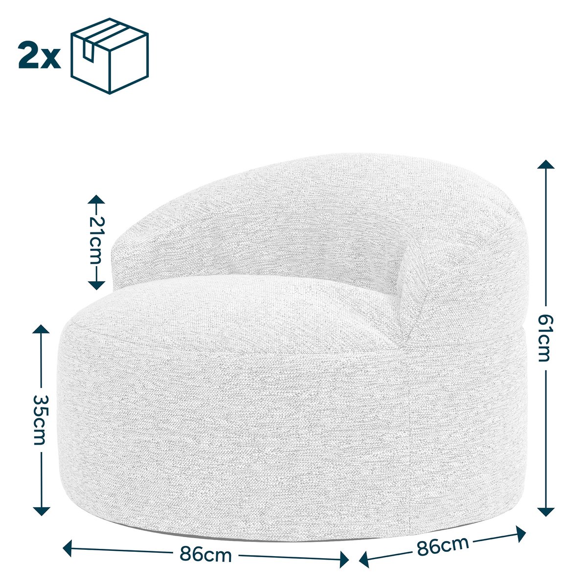 Pouf fauteuil d’appoint décoratif en tissu tissé Oeko-Tex® - ORB naturel beige, ICON