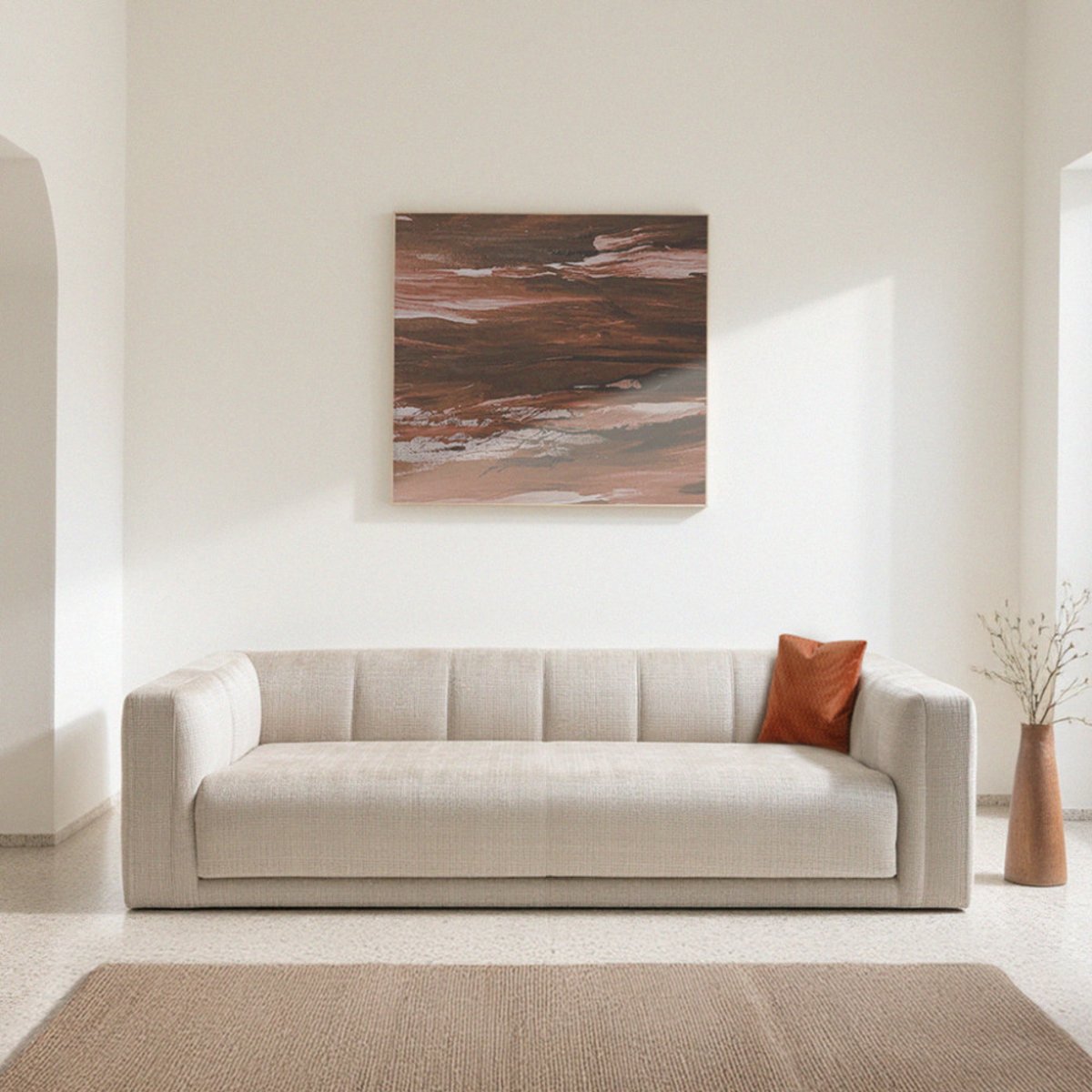 Canapé convertible 4 places en tissu chenille- DANAE écru, DRAWER