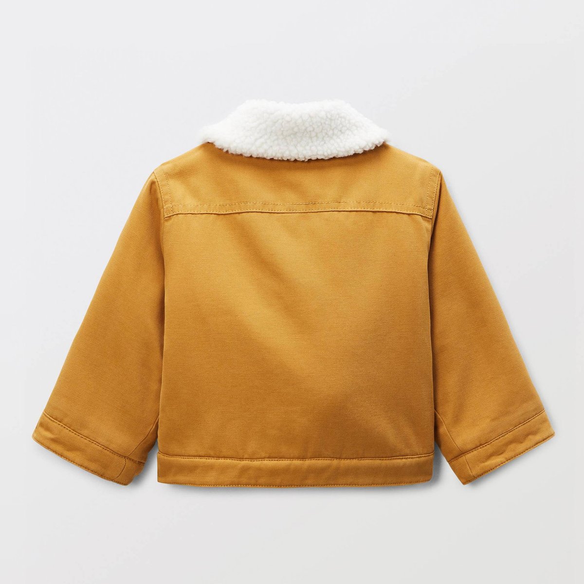 Veste unie col chemise doublée sherpa cacahuete, BOUT'CHOU