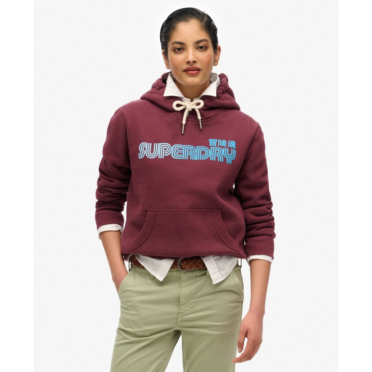 Sweat à capuche Faded Core violet figue, SUPERDRY
