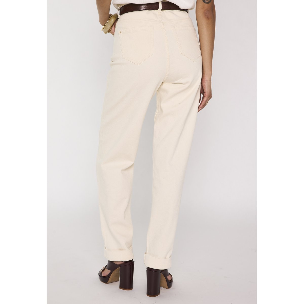 Jean large en coton mélangé AGATHE creme, Maison 123