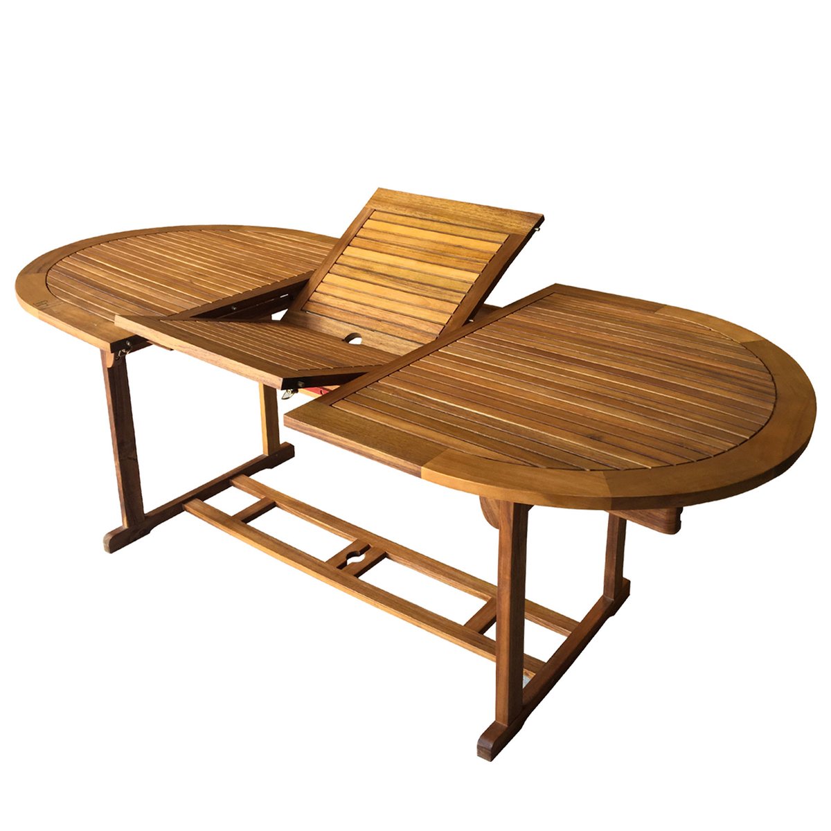 Table de jardin ovale en bois avec rallonge 200x90x74cm bois, WADIGA