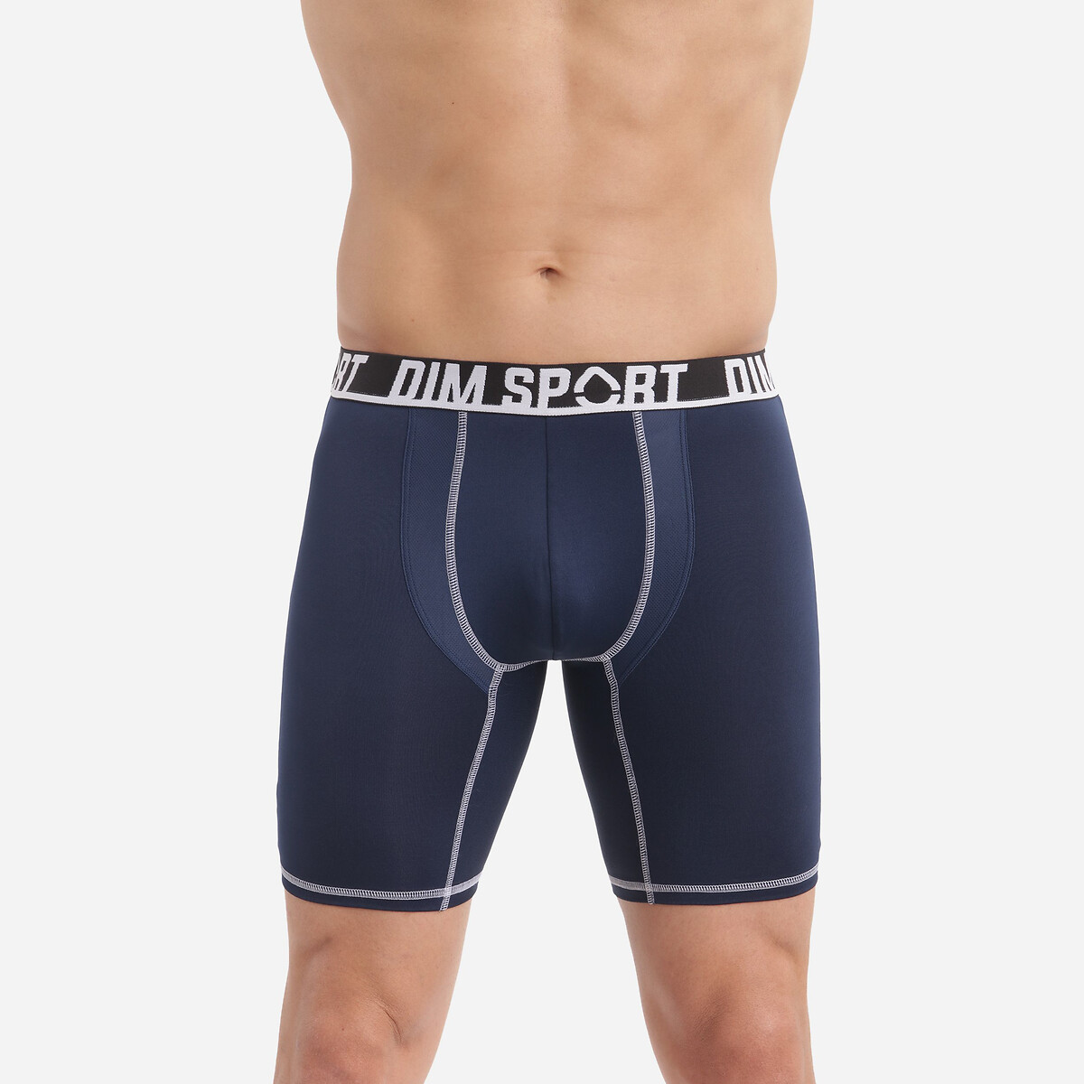Pack of 2 Dim Sport Long Boxer Shorts black + navy, DIM