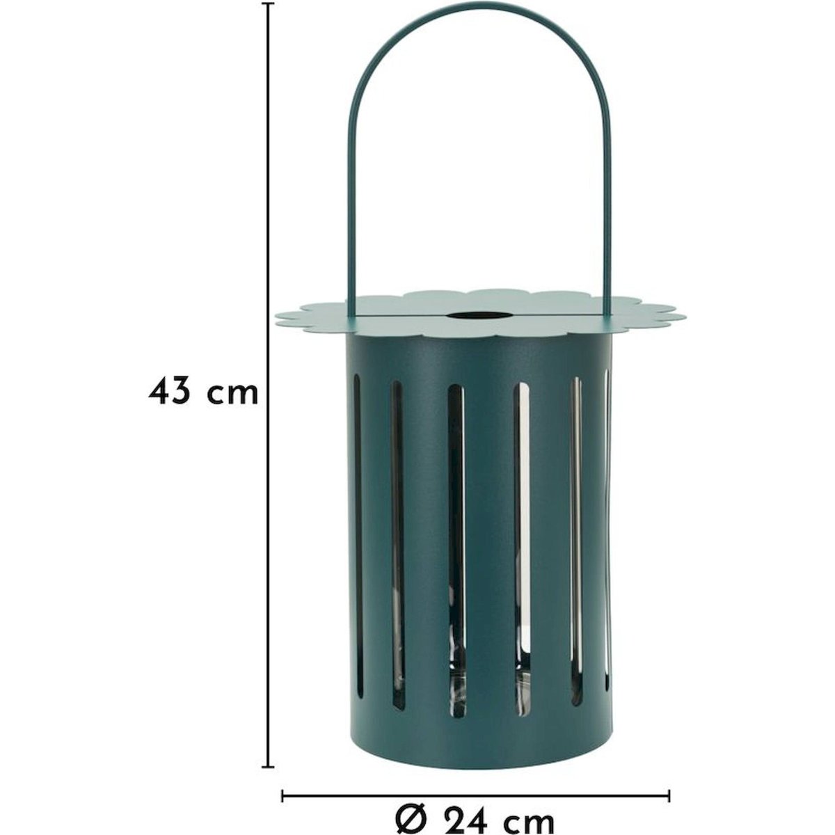 Lanterne en métal et verre découpes graphiques bleu pétrole, RECOLLECTION
