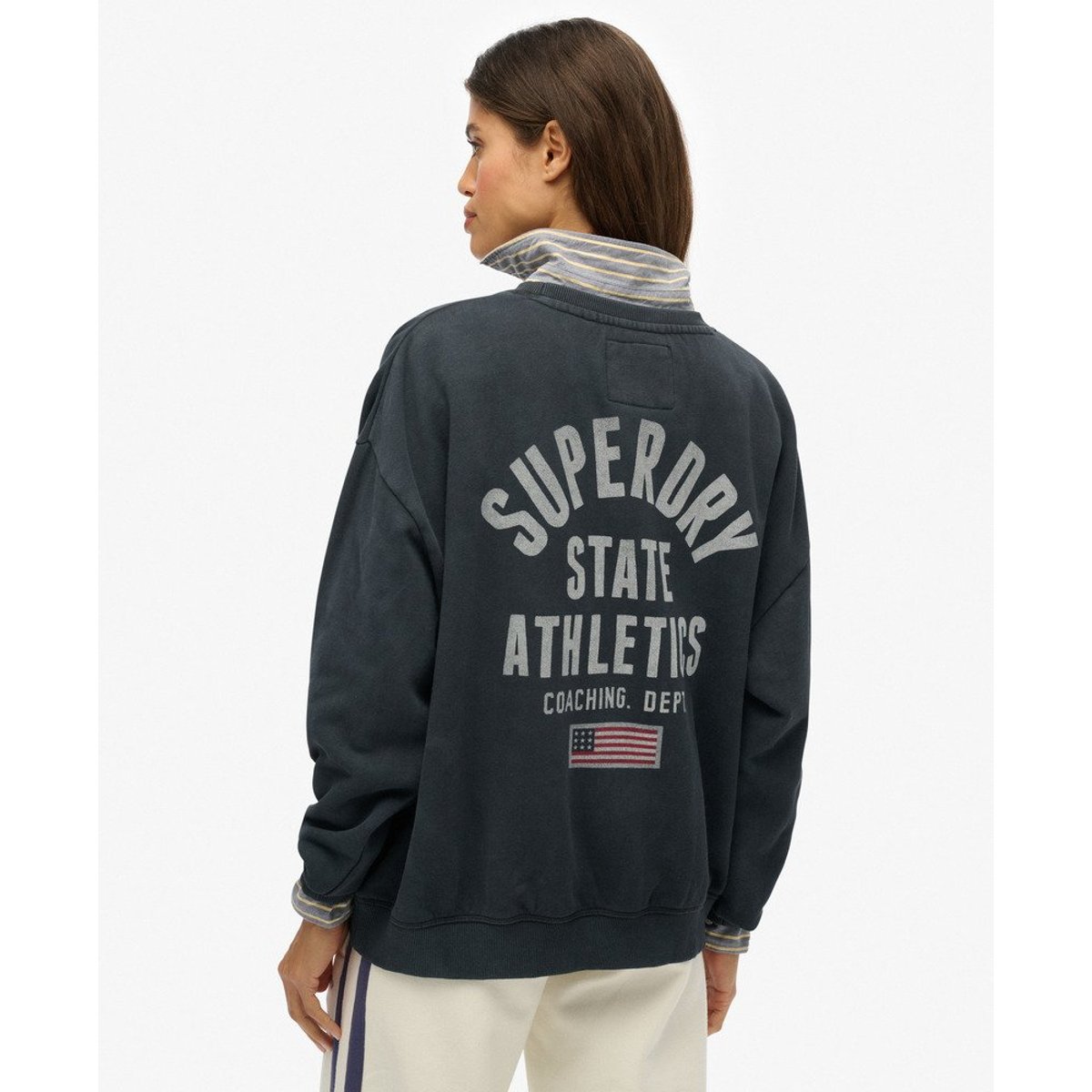 Sweat Athletic Essentials Coupe Oversize bleu marine éclipse, SUPERDRY